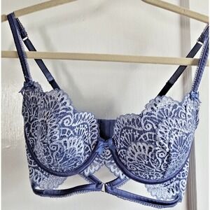 Australian bras‎ N things 32D blue lace underwired light padded